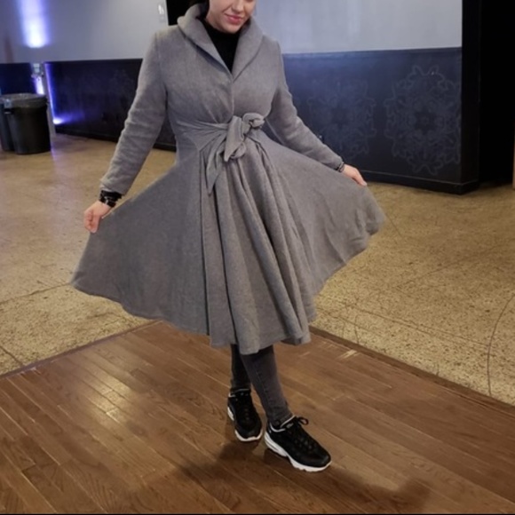 Vintage Style Gray PinUp Rockabilly Overcoat Dress - Picture 4 of 8